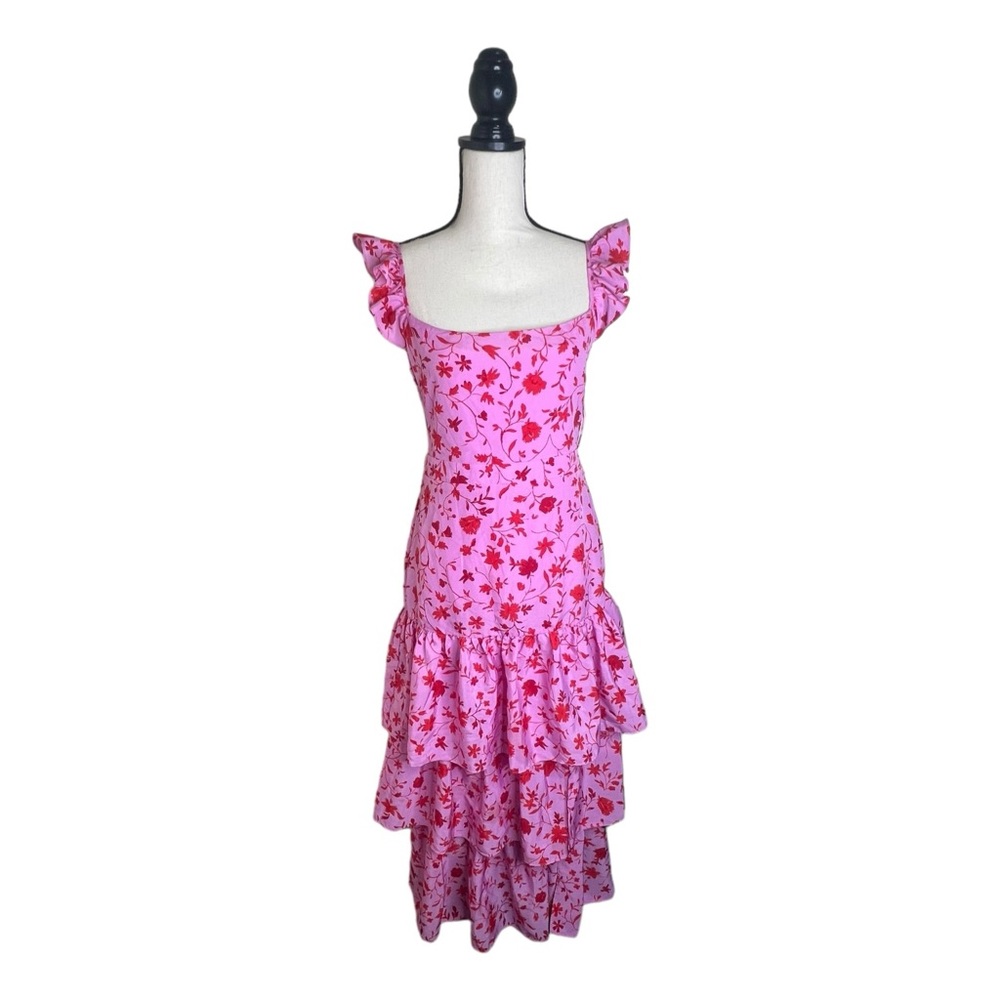 Likely Pink Floral Tiered Midi Dress - Picture 2 of 7